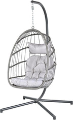 Econohome Hanging Egg Chair with Stand - Indoor/Outdoor Swing Hammock Chair with Plush, Washable Cushions, 350LBS Capacity, Ideal for Relaxation in Bedrooms, Balconies, Gardens, and Patios
