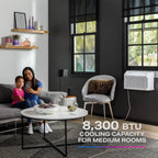 GE Profile ClearView Window Air Conditioner Unit, 8,300 BTU, U-Shaped Adjustable Depth, Energy Efficient Cooling up to 350 sq ft., Ultra Quiet, SMART Home Capable, Includes Remote, White