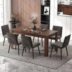 COSTWAY Dining Table for 4-6 People, 63” Rectangular Dining Room Table, Farmhouse Dinette Table with Large Computer Workstation, Modern Kitchen Table for Apartment, Living Room, Restaurant (Walnut)