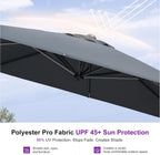 PURPLE LEAF 9 Feet Patio Umbrella Outdoor Cantilever Square Umbrella Aluminum Offset Umbrella with 360-degree Rotation for Garden Deck Pool Patio  Grey
