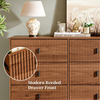 Modern Chest of Drawers with 9 Drawers,Deep Drawers,Clothes Organizer,Large Storage Cabinet for Living Room, Bedroom,Hallway,with Anti-Tipping Device, Walnut.