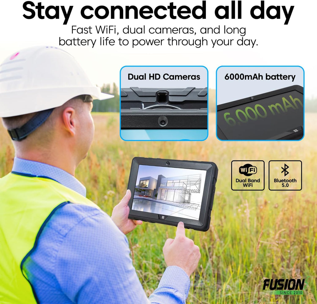 Fusion5 10.1" Windows 11 Full HD Rugged Tablet PC - Intel 13th Gen - FWIN232 PRO N5 Ultra Slim Windows Tablet Computer - 8GB RAM, 512GB SSD, 10 Inch, 5G WiFi, HD Webcam, Micro HDMI, Expandable Storage