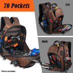 WELKINLAND-70Pockets HVAC Backpack, Heavy-Duty Electrician Tool Backpack, Hard Bottom Tool Bag Backpacks For Men, Waterproof Tool Backpacks Man Construction