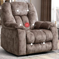 CANMOV Manual Reclining Chair-Overstuffed Recliner Chair with Cup Holder Side Pocket Footrest Fabric Recliners for Living Room Bedroom, Apricot