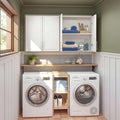 60" W Laundry Room Wall Cabinet with Adjustable Shelf,Wall Mounted Kitchen Cabinets with Two Shaker Doors,Upper Storage for Laundry Room, Bathroom, Kitchen