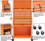 8-Drawer High Capacity Rolling Tool Box with Wheels,Rolling Tool Chest with Drawer,Tool Box on 4 Wheels with Lock, Tool Storage Cabinet Removable Portable Box for Garage Warehouse (Orange)