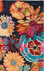 SAFAVIEH Aspen Collection Area Rug - 9' x 12', Charcoal & Blue, Handmade Boho Floral Wool, Ideal for High Traffic Areas in Living Room, Bedroom (APN520H)