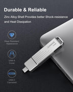 JUANWE 512GB USB C Flash Drive up to 1000MB/s USB Drive with USB C and USB A Swivel Thumb Drive USB 3.2 Gen 2 Jump Drive Compatible with iPhone 15 and Above, Android, Mac, Car Audio, Game Console