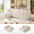 Modular Sectional Sofa, Cloud Couch with Extra-Wide Deep Seats, No-Assembly Plush Corduroy Sleeper Sofa for Living Room or Apartment (Light Cream, L-Shaped:3+1)
