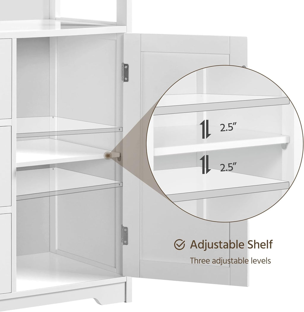 Yaheetech Bathroom Storage Cabinet Bathroom Floor Cabinet Freestanding Storage and Organizer with Door, 3 Drawers, Adjustable Shelf, 35.5 Inches Height, White