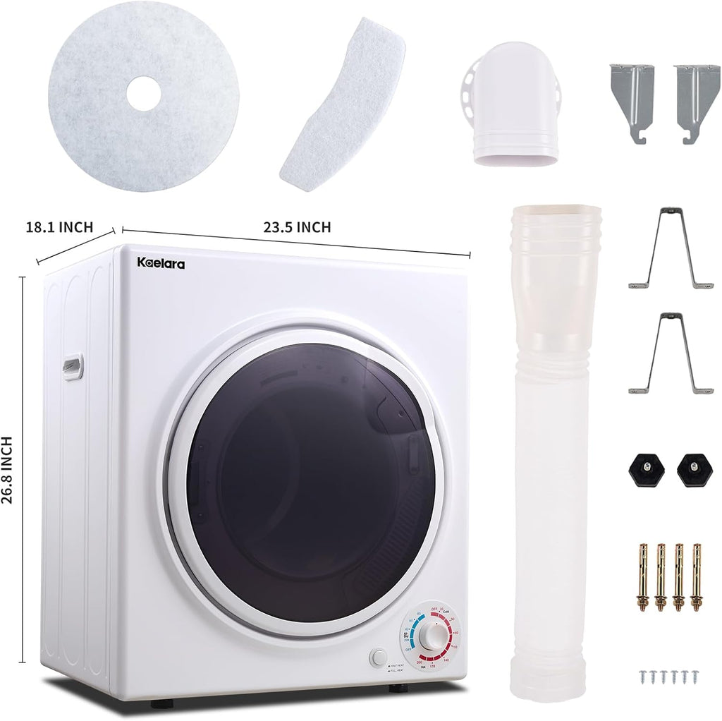 Portable Dryers for Laundry 1500W, 3.5 cu.ft Apartment Dryer with 4 drying Mode, Front Load Electric Dryer for RVs and Apartments, White