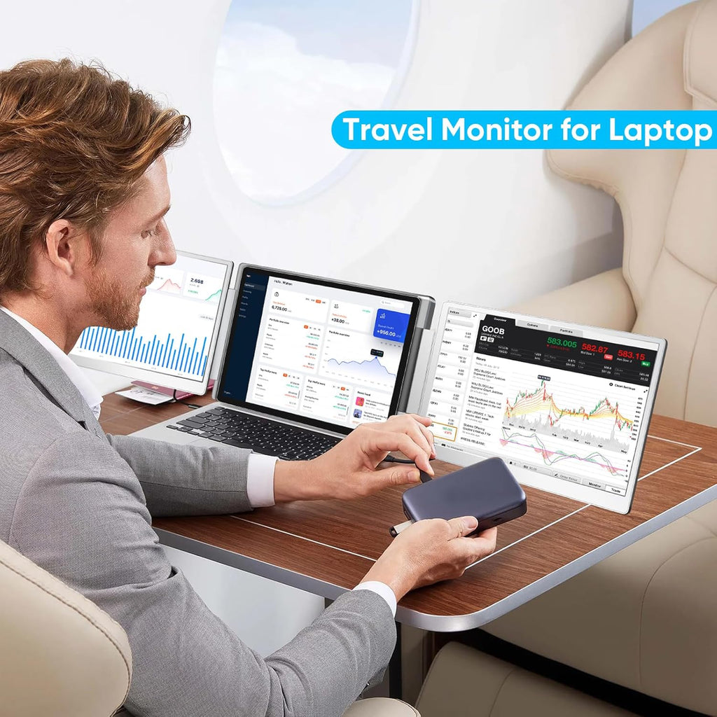 LXU Laptop Screen Extender  15.6" FHD 1080P IPS Laptop Monitor Extender Triple Screens  Portable Monitor for Laptops 12~17.3 inch  Plug n Play Extended Monitor for MacBooks(NOT M1 M2 M3)/Windows