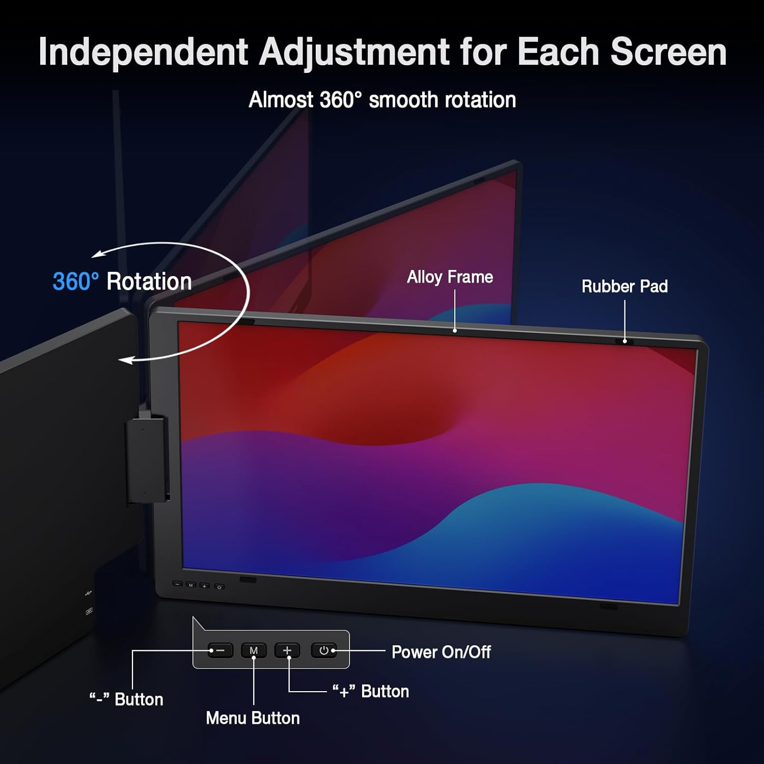 KYY 15.6" Laptop Screen Extender  1080P FHD IPS Portable Monitor  One Cable USB-C Triple Monitor  Dual Travel Screen for 12"-17'' Laptops  360° Rotation & Kickstand .X90D (Driver Need)