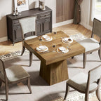 Tribesigns Square Dining Table for 4, 31.5-Inch Small Kitchen Table with Sturdy Pedestal Base, Farmhouse Dinner Table for Dining Room, Living Room, Kitchen, Brown
