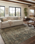 Loloi Magnolia Home by Joanna Gaines Banks Collection BAN-05 Spice/Blue 7'-6" x 9'-6", .13" Pile Height, Machine Washable, Area Rug