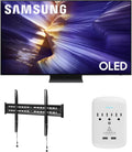 Samsung QN55S90FAFXZA 55 Inch 4K OLED Smart TV with a Walts FIXED-MOUNT-43-90 TV Mount for 43"-98" TVs and Amber Protection 3-Outlet-Surge Surge Protector (2025)