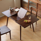 47''-63'' 100% Oak Extendable Dining Table, Solid Wood Folding Kitchen Table, Mid Century Modern Dinner Table for Kitchen, Apartment, Living Room (47''-63'' Walnut)