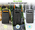 Alpine Outdoor Commercial Trash Can with Lid - 55 Gallon Heavy Duty Steel Garbage Can with Removable Bin, Locking Door for a Modern Look in Park, Mall & High Traffic Areas - Black, Grey Stone Panels