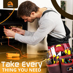 ABRIX Heavy Duty Nylon & Leather Tool Belt for Men Framing Rig Carpenter Tool Belt with Suspender Padded construction belt pauchas construccion (Extra Large, Tool Belt)