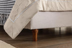 Queen 54" Tall Headboard Wingback Upholstered Platform Bed Frame Elegant Simplicity Textured Canvas for Bedroom Strong Wood Slats Support No Box Spring Needed Easy Assembly No Noise Ivory