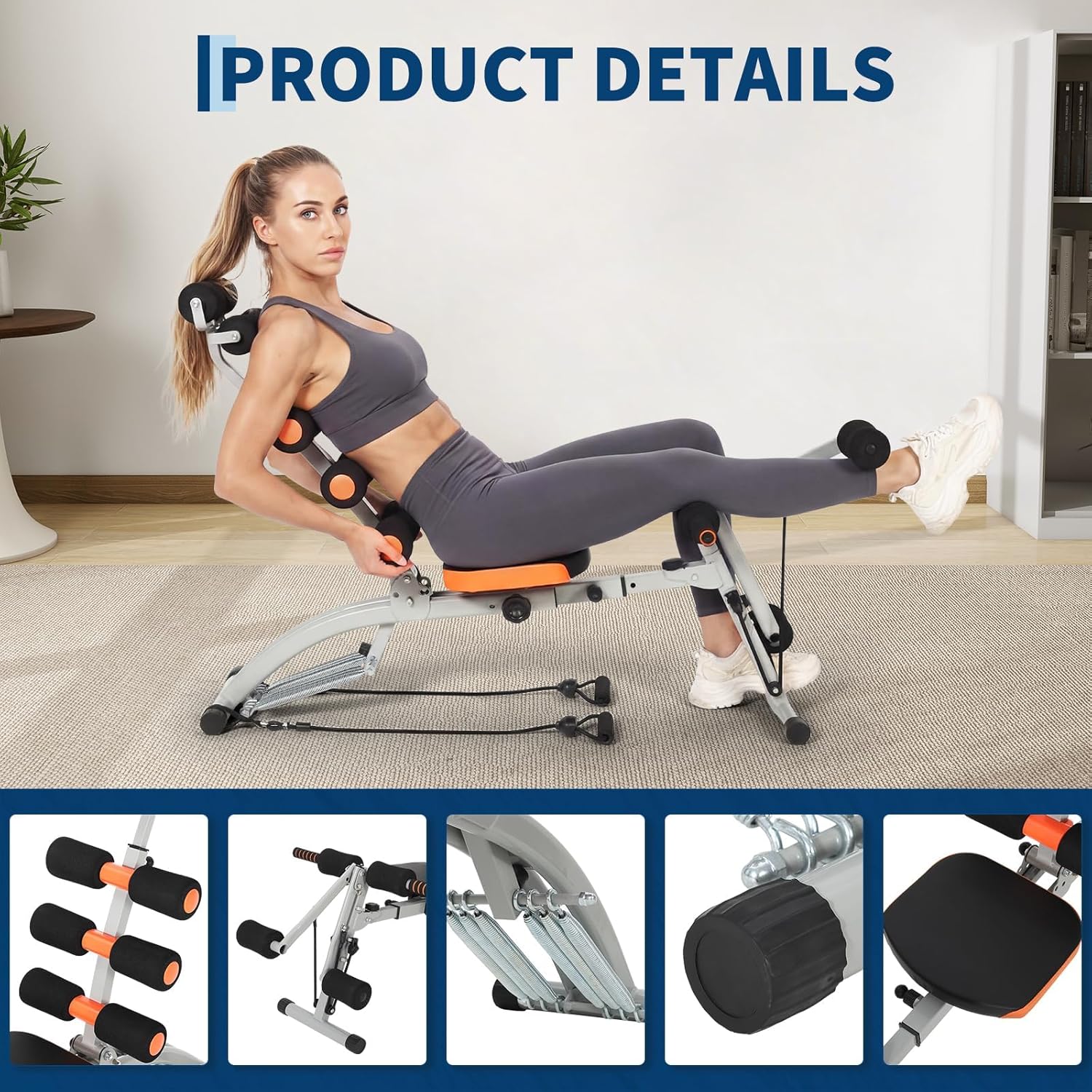 Adjustable Ab Machine, Home Gym Ab Trainer Bench, Multi-Functional Abdominal Trainer, Sit Up Bench, Core Workout Equipment,Exercise Chair for Stomach Exercise and Strength Training, Full Body Workout