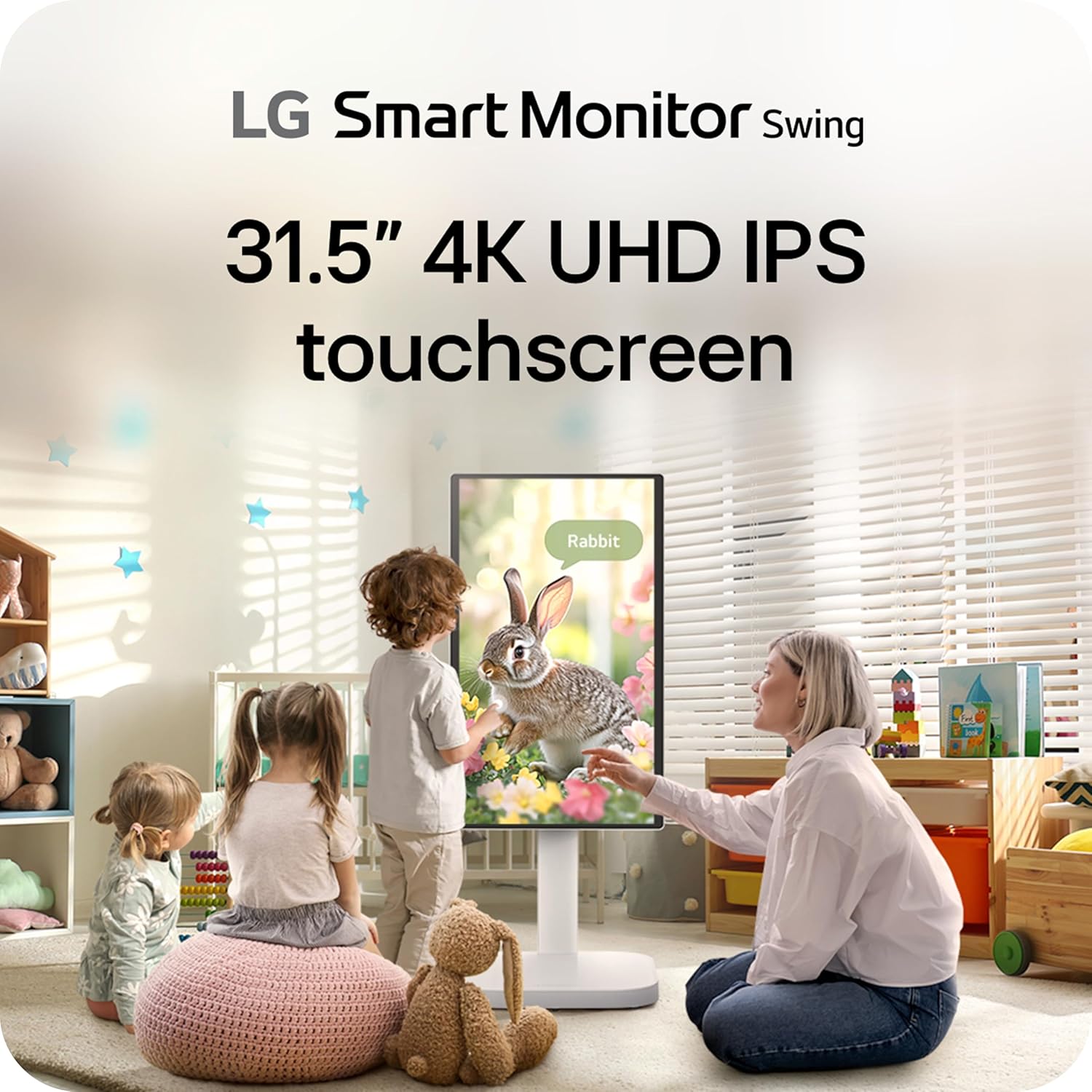 LG Smart Monitor Swing 32U889SA-W 32-Inch 4K UHD (3840x2160) IPS Touchscreen on a Fully Adjustable Wheeled Base HDR10  webOS  Built-in Speaker  HDMI  USB Type-C  Tilt/Height/Swivel/Pivot Stand  White