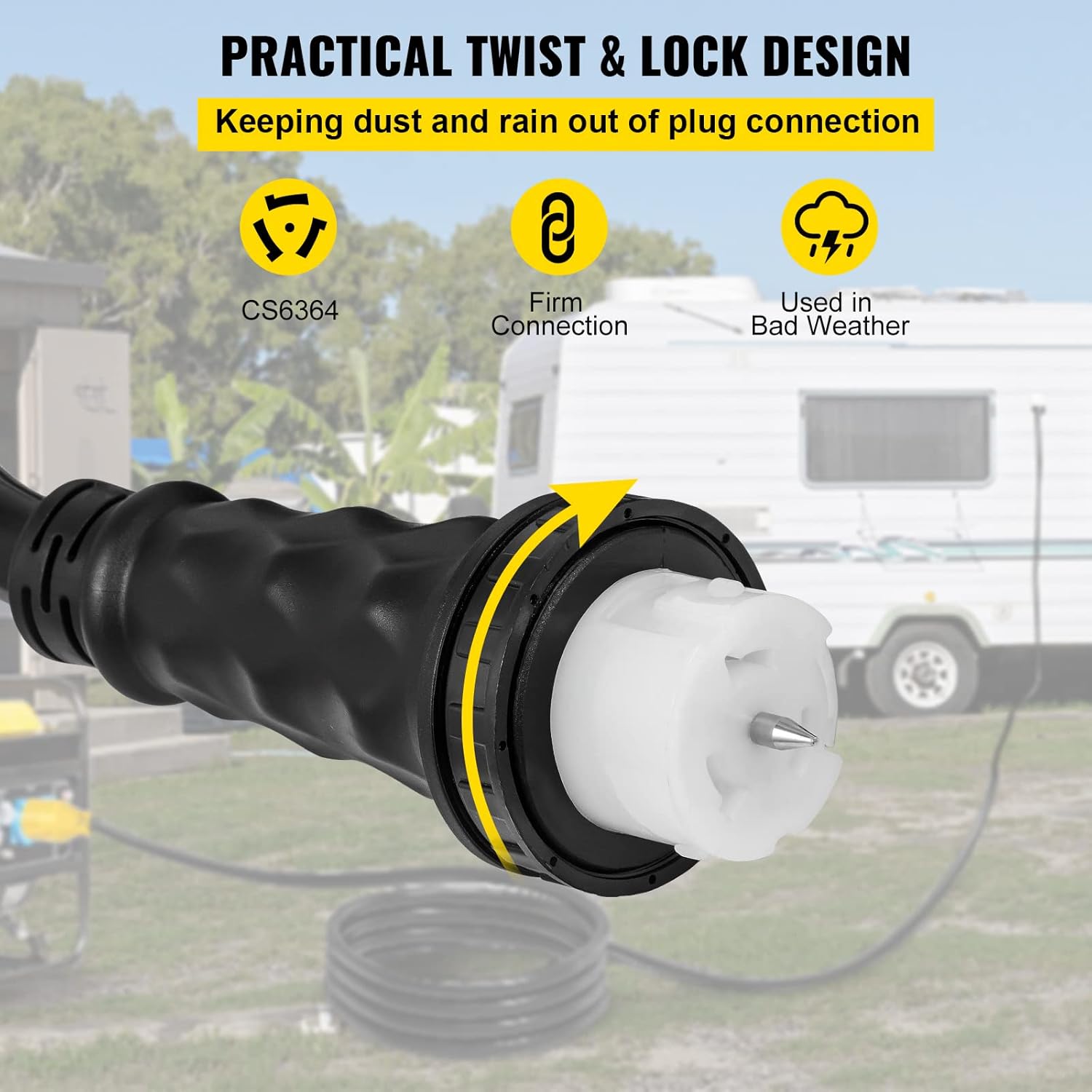 VEVOR 50FT 50 Amp Generator Extension Cord  STW 45446 + 45505 125V 250V Generator Power Cord  N14-50P & SS2-50R & CS6364 Twist Lock Connectors