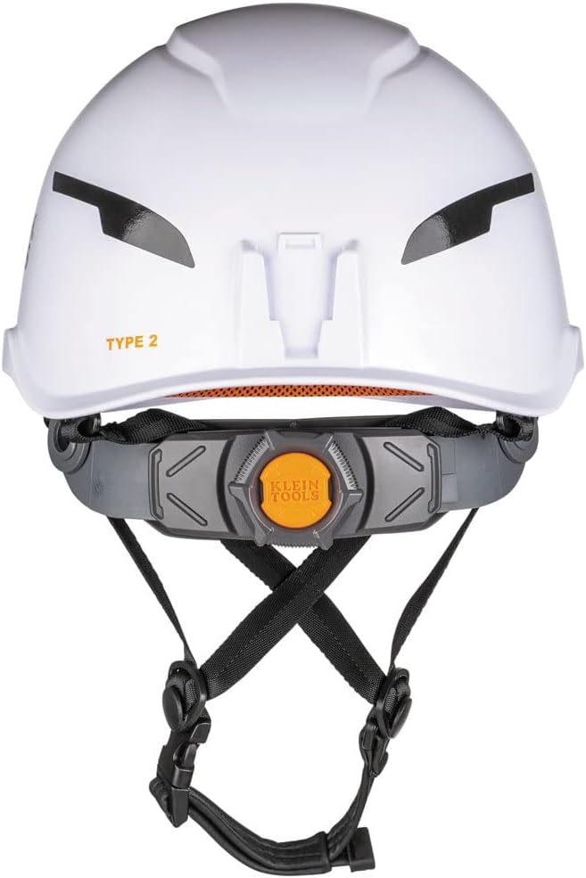 Klein Tools 60525 Safety Helmet, Type-2 Safety Helmet with Rechargeable Headlamp, Non-Vented, Class E, White