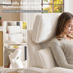 Oversized Power Recliner Chair, 26" Extra Wide Swivel Rocker Recliner with Adjustable Headrest, Chenille Glider Rocking Nursery Chair with Overstuffed Armrest, USB Ports, Cream