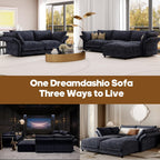 159" Oversized Cloud Couch Sectional with Storage, Extra Wide Deep Modular Sectional Sofa for Living Room with Adjustable Arms, High Back, U Shaped, 6 Seater, Dark Grey Chenille | Extra Large Seat, Thick Plush Cushion, FSC Certified Fabric