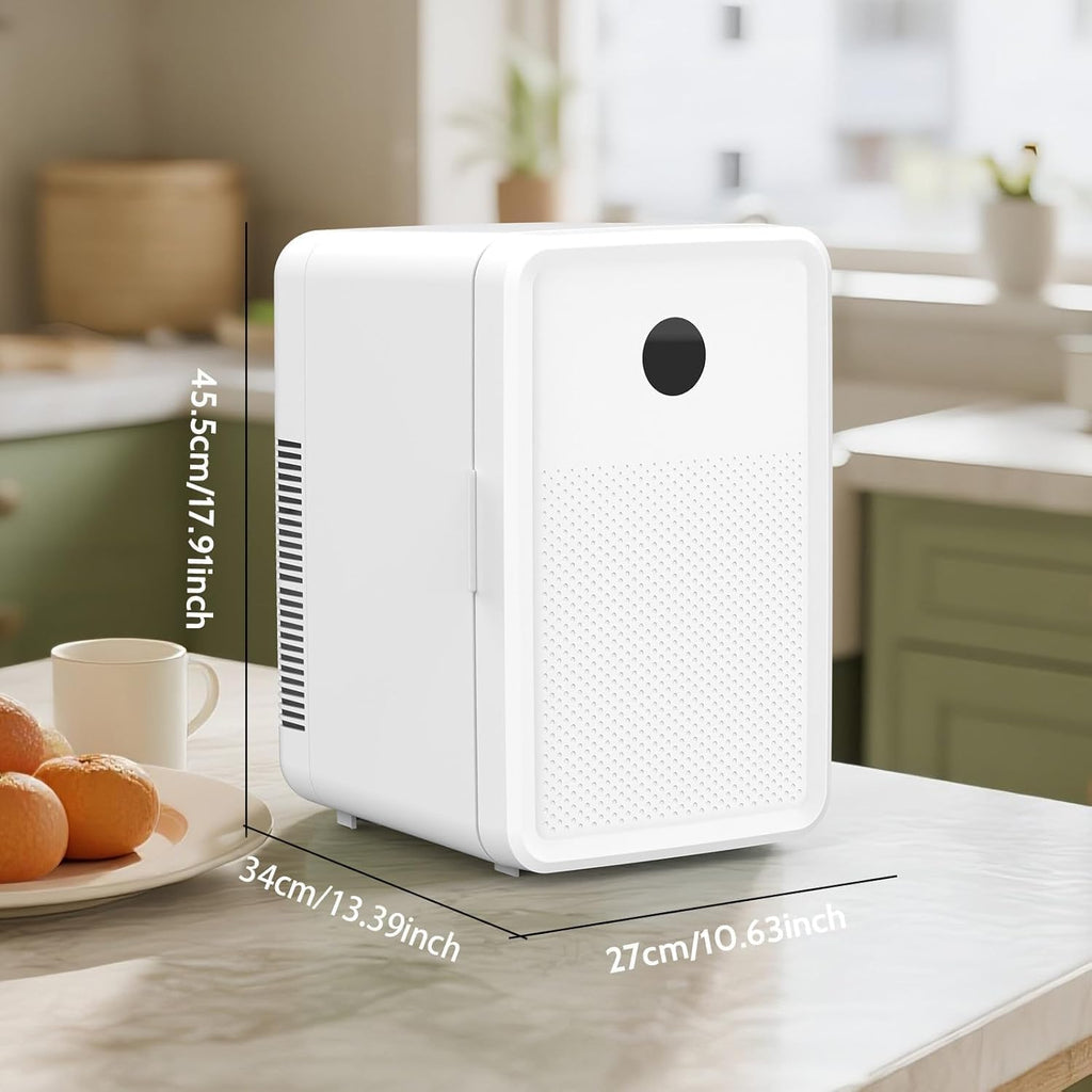 Kikihuose 12L/22L Mini Fridge for Bedroom, Personal Small Refrigerator for Skin Care, Cosmetics, 110V/12V Portable Refrigerator Cooler & Warmer for Drinks, Food, Beauty, Makeup, Dorm, Car, Office