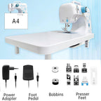 Sewing Machine for Beginners, Starter Safe Sewing Machine For Grandmother, Granddaughter, Adults, 505 New Upgraded Pro Sewing Machines with Extension Table -7 Presser Feet, Foot Pedal