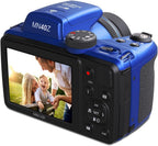 MINOLTA MN40Z 20 Mega Pixels 40x Optical Zoom Digital Camera with 1080p FHD Video  Blue  Bundle with 64GB Memory Card + Vlogging Tripod + 4xAA Battery with Charger + More Accessories