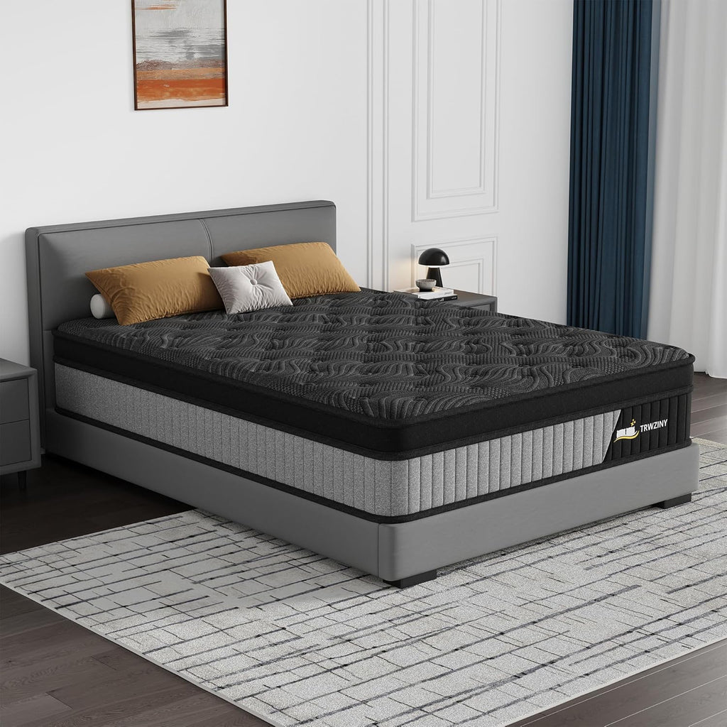 14 Inch Queen Luxury Hybrid Mattress - Gel Memory Foam & Pocket Springs for Cooling Comfort & Motion Isolation, CertiPUR-US Certified, in a Box,Ash Black (14 Queen)