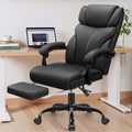 Office Chair, Executive Big and Tall Leather Desk Chairs with Footrest, Ergonomic Breathable Computer Chair with Adjustable High Back, Lumbar Support Swivel PC Chairs with Rocking Function