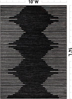 Rugshop Bohemian Stripe Stain Resistant High Traffic Living Room Kitchen Bedroom Dining Home Office Area Rug 10' x 14' Black
