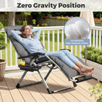 Homall Oversized Zero Gravity Chair, 32In Recliner Lounge Chair with Removable Soft Cushion and Cup Holder, Adjustable Anti Gravity Chair Folding Patio Chairs Padded for Indoor and Outdoor, Grey