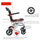 Ultra-Light Portable Folding Wheelchair, Travel-Friendly with Handbrake, 220 lbs Capacity, Ideal for Elderly & Children, 34.2×32.6 Unfolded Dimensions
