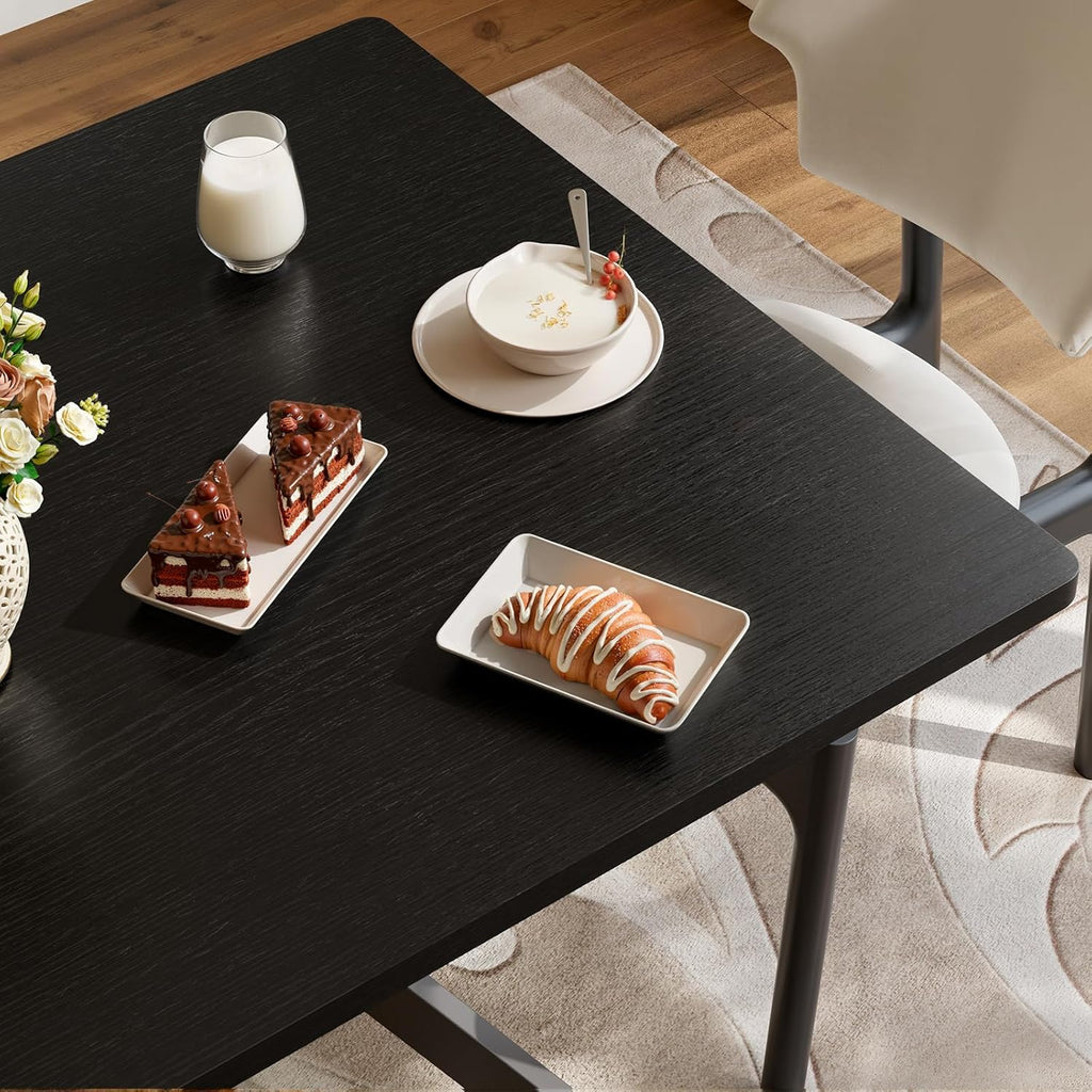 Unovivy 31.5" Small Square Dining Table for 2-4, Space Saving Kitchen Dinner Table, Industrial Compact Modern Dining Room Desk for Kitchen, Apartment, Black
