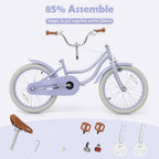 Olakids Kids Bike, 12 14 16 18 20 Inch Toddlers Bike with Training Wheels Rattan Basket Safety Bell Adjustable Seat and Handlebar, Children's Bicycle for Girls Boys