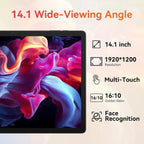 Tablet｜14 inch Android 16 Tablet｜30GB RAM 256GB ROM｜1920 * 1200 IPS FHD｜10000mAh 30W Fast Charging｜Octa-core Processor｜Wi-Fi 6, BT 5.4｜Dual Camera with Keyboard｜Mouse｜Stylus｜Case｜Headphone