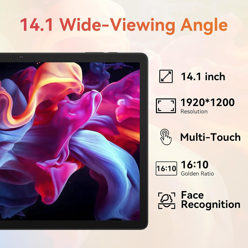 Tablet｜14 inch Android 16 Tablet｜30GB RAM 256GB ROM｜1920 * 1200 IPS FHD｜10000mAh 30W Fast Charging｜Octa-core Processor｜Wi-Fi 6, BT 5.4｜Dual Camera with Keyboard｜Mouse｜Stylus｜Case｜Headphone