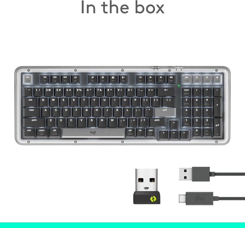 Logitech Alto Keys K98M Wireless Mechanical Keyboard, Customizable Keyboard with Vibration Absorbing Gasket, Backlit Keys, Bluetooth, USB-C Charging, for PC, Mac, Laptops - Graphite