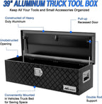 Nilight 39 Inch Truck Tool Box Heavy Duty Aluminum Stripes Plated Pick Up Truck Bed Toolboxes 39"x13"x10" Waterproof Storage Organizer for Bed of Truck RV Trailer with Side Handle Lock Keys, Black