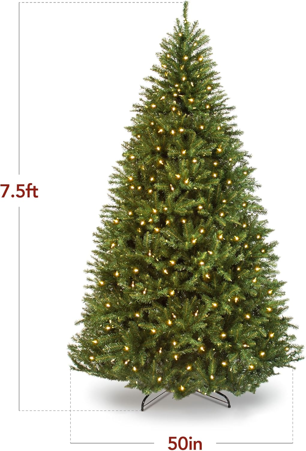 Best Choice Products Douglas Fir Christmas Tree, 7.5ft Pre-lit Artificial Full Fir Lighted Holiday Decoration w/Warm White Lights, Metal Stand
