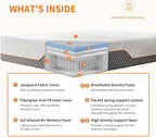 ESHINE Twin XL Adjustable Bed Frame with Mattress - 12" Memory Foam Hybrid Mattress(Medium), Wireless Remote, 5 Minutes Installation, Head and Foot Incline, 2000 Series