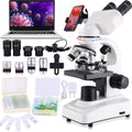 Compound Microscope .40X-2500X  .WF10x and WF25x eyepieces  Dual LED Lighting and Two-Layer Mechanical Stage .Microscope for Adults…