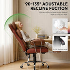 COMHOMA Big and Tall Office Chair, High Back Leather Gaming Chair with Footrest, Executive Ergonomic Office Chairs with Pocket Spring Lumbar Support and with Outward Fixed Soft Armrests