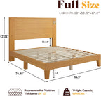 AMERLIFE Full Sizes Solid Wood Bed Frame with 48" Headboard, Mid Century Modern Platform Bed with Silent Wood Slat System, No Box Spring Needed, Under-Bed Storage, Natural