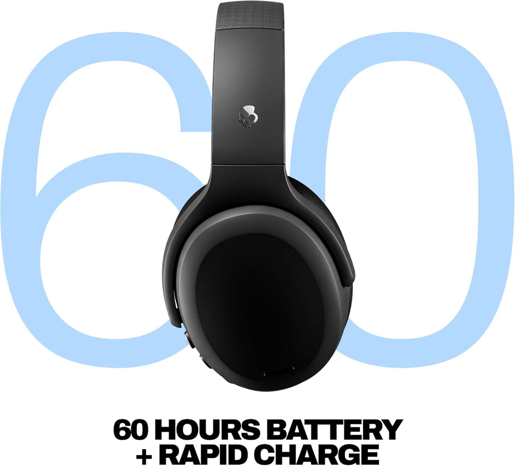 Skullcandy Crusher ANC 2 Wireless Over-Ear Bluetooth Headphones with Extra USB-C Charging Cable  Multi-Sensory Bass  Active Noise Cancelling  60 Hours Battery  Microphone iPhone Android - True Black